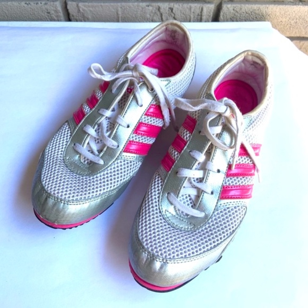 Adidas Ladies White and Pink Sneakers